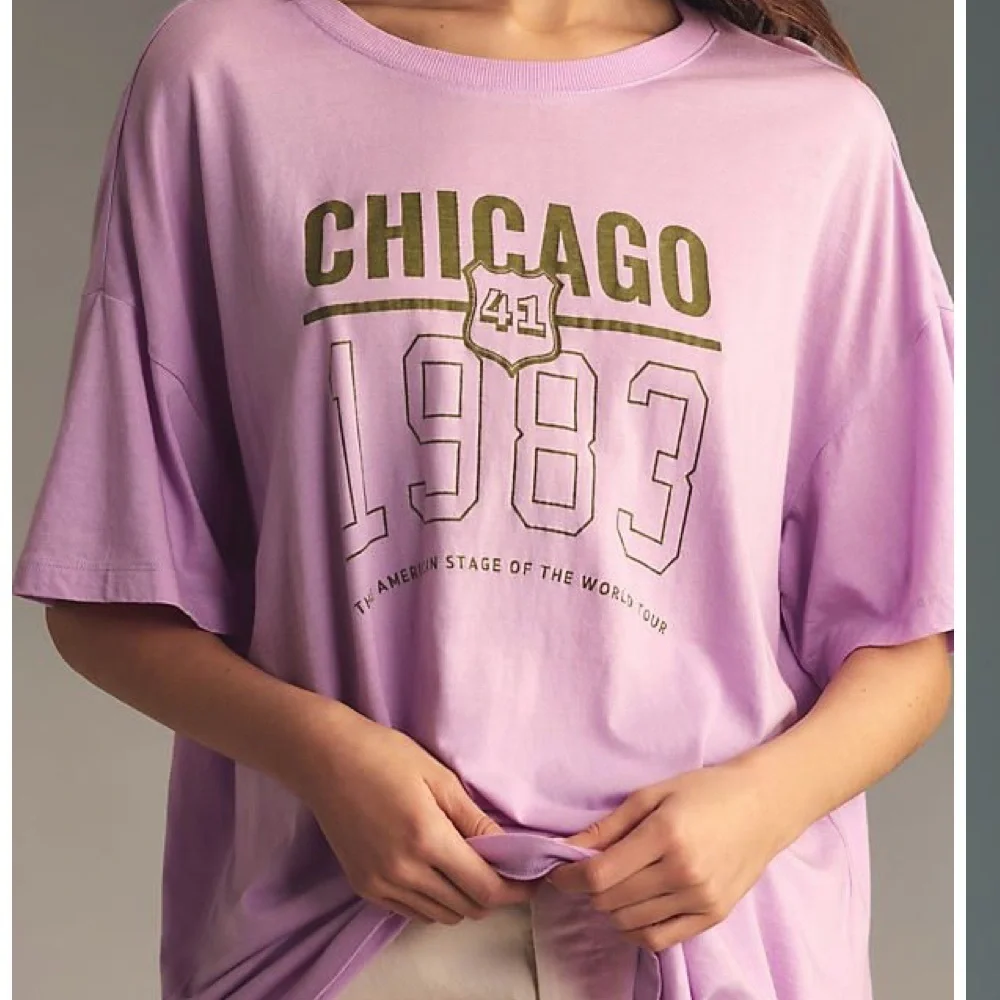 NWT Anthropologie pilcro purple Dad Chicago tee. S/M. Oversized - Picture 2 of 6